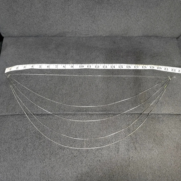 5-Layer Multi Strand Silver Tone Tiered Necklace, Like New, Formal, Single Clasp - Picture 13 of 14